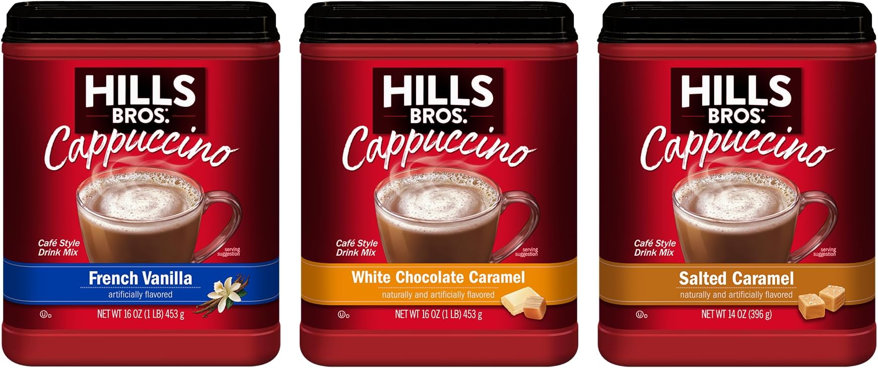 Cappuccino Mix – Rich, Frothy Coffeehouse-Tasting Instant Drink Mix – Quick and Easy Preparation – Perfect for Hot & Iced Drinks & Creaming Coffee – Rich Variety Pack, 3 Packs of 16oz