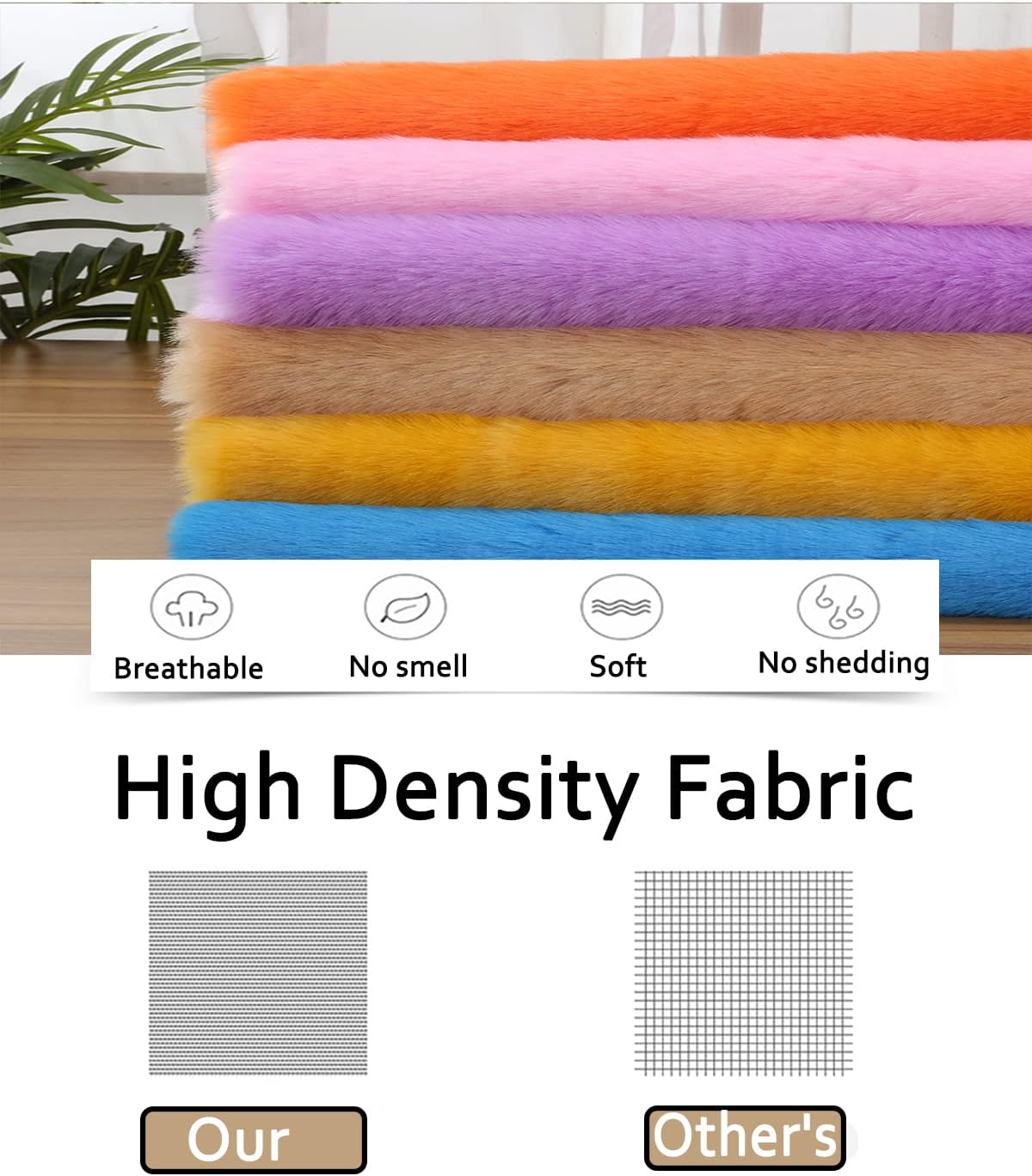Faux Fur Fabric Squares 45x45cm Christmas Shaggy Soft Faux Fur Fluffy Fabric for DIY Crafts Sewing Costume Camera Floor Decorations(6 Black)