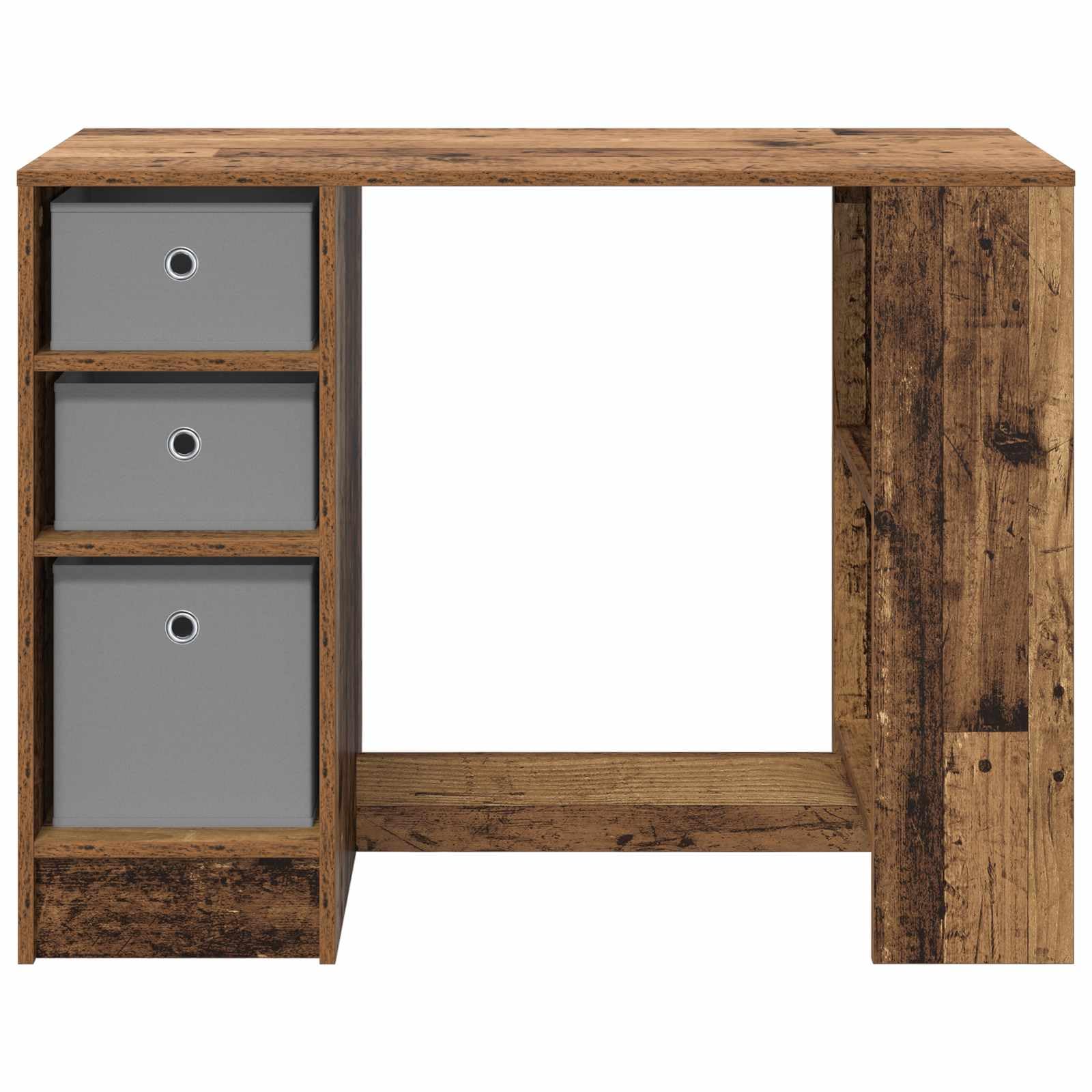 Scrivania in legno antico, 100 x 40 x 75 cm, in legno lavorato con cassetti