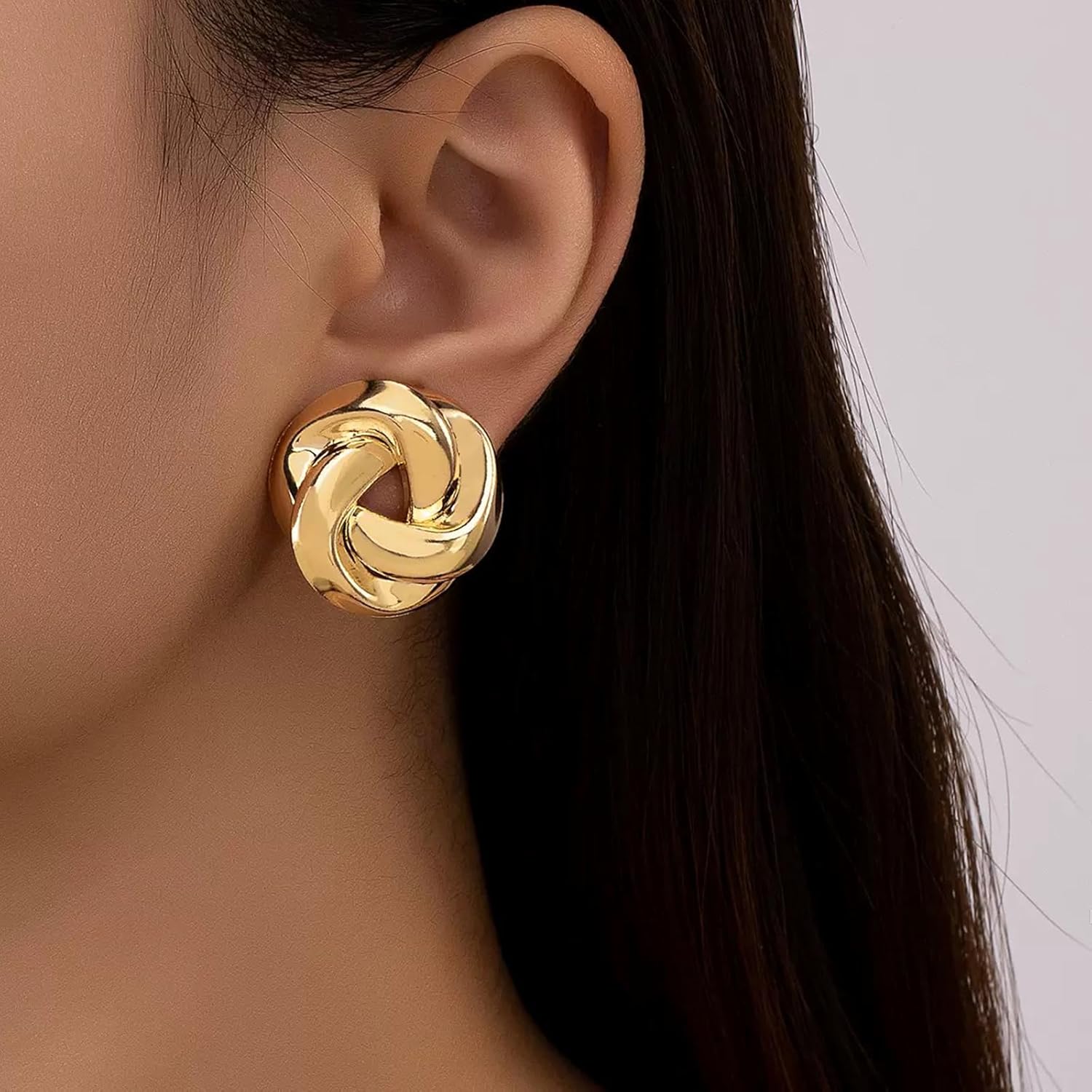 Chunky Gold Statement Hypoallergenic Stud Geometric Lightweight Drop Dangle Earrings for Women Gift - Image 2