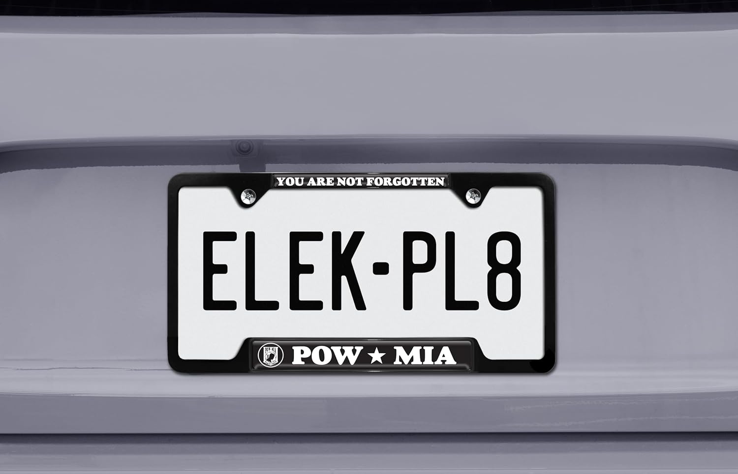 Elektroplate POW/MIA You are Not Forgotten 3D Doming Black All-Metal Open Corners License Plate Frame Tag Holder for Cars/SUVs/Trucks Weatherproof Automotive Accessory