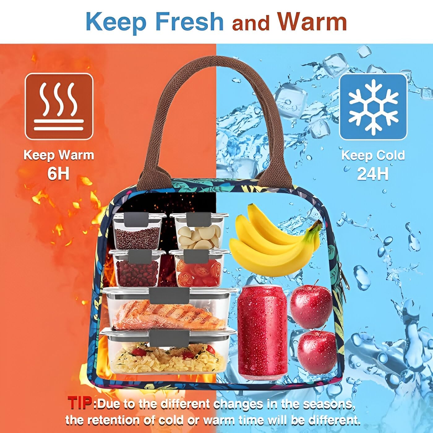 NFI essentials Insulated Lunch Bag for Men Women with Front Pocket Portable Thermal Large Tiffin Carry Bag Travel Lunch Box Organizer for Office, School, College 3