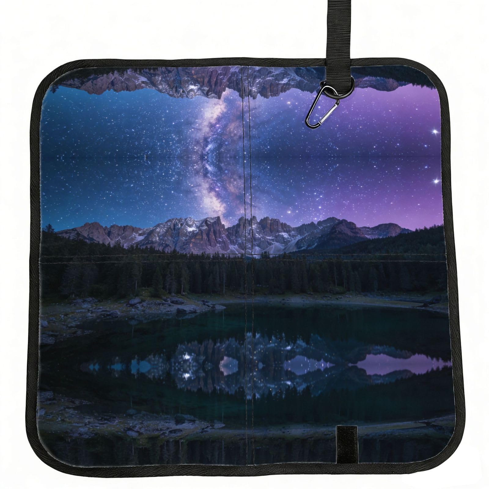 DUYIOKH Starry Mountain Lake Print Foldable Portable Seat Cushion for World Cup Games, Camping and Outdoor Activities