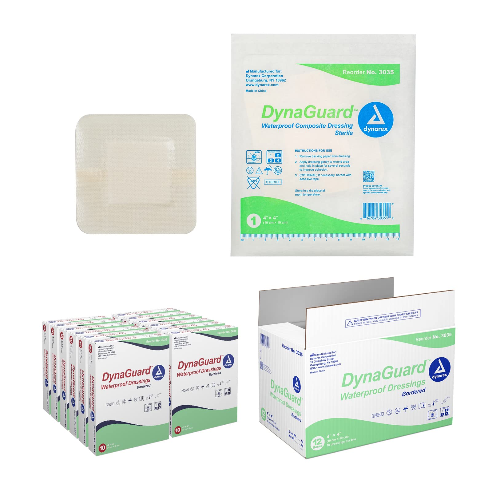 Dynarex DynaGuard Waterproof Dressings, Sterile, Four-Layer Composite Dressing, Protects and Offers Optimal Moist-Environment, Bordered - 4