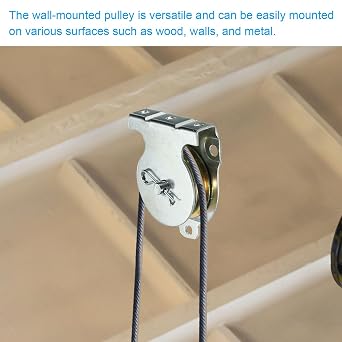 PATIKIL Ceiling Mount Single Pulley, 2 Pack 1-1/2 Inch Diameter Wall Mounted Single Pulley for 3/8 Wire Rope