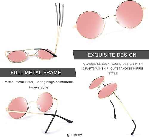 Miniatura 3 de FEISEDY Gafas de sol Steampunk retro redondas polarizadas mujeres hombres gafas de metal B2528