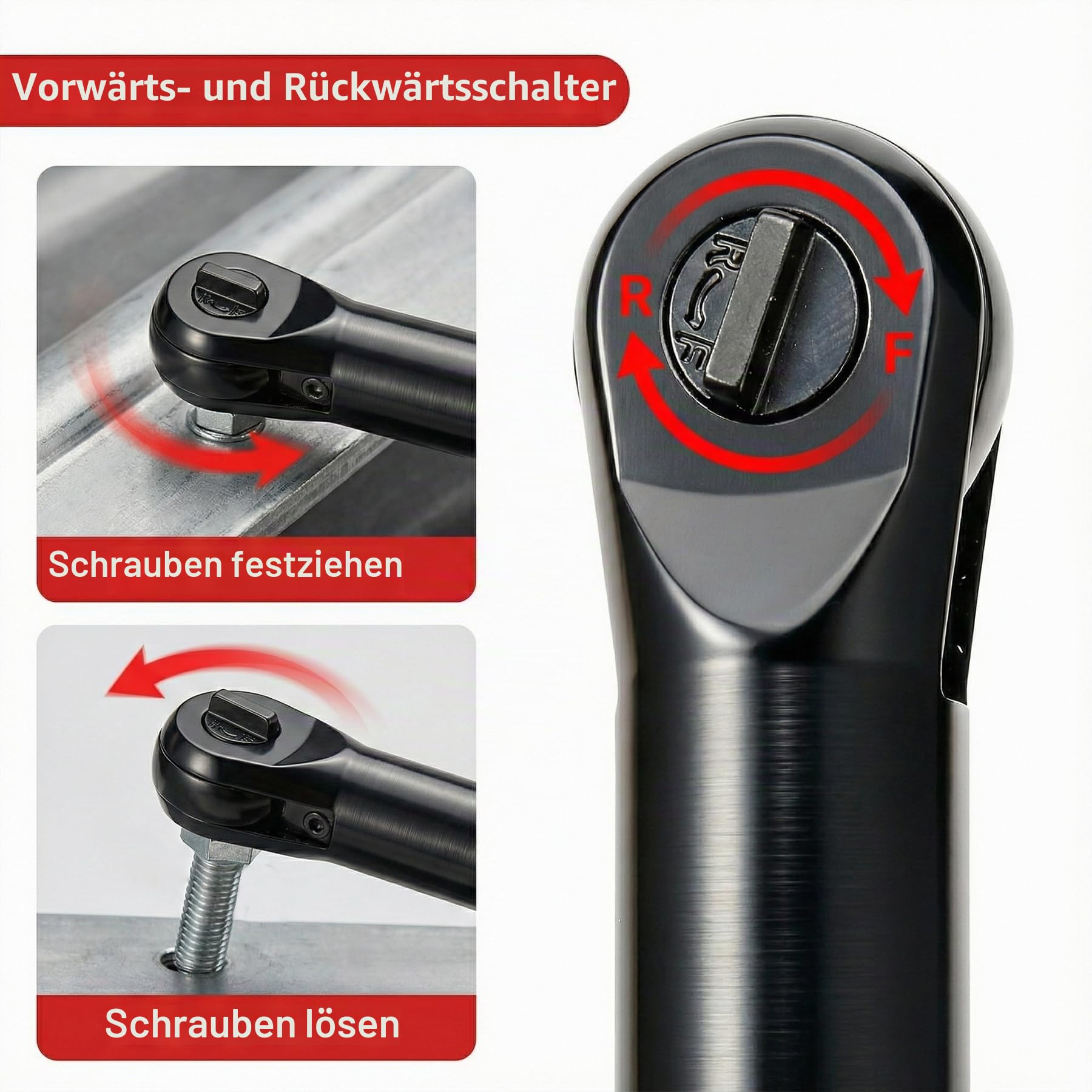 3/8" Akku Ratschenschrauber 21V, 15cm Extra Langer Hals Elektrische Ratsche, 85Nm Drehmoment, 400 U/min, 2x 2.0Ah Akkus, Schnellladegerät, 7 Steckschlüssel & Adapter Set für KFZ, Werkstatt & Montage