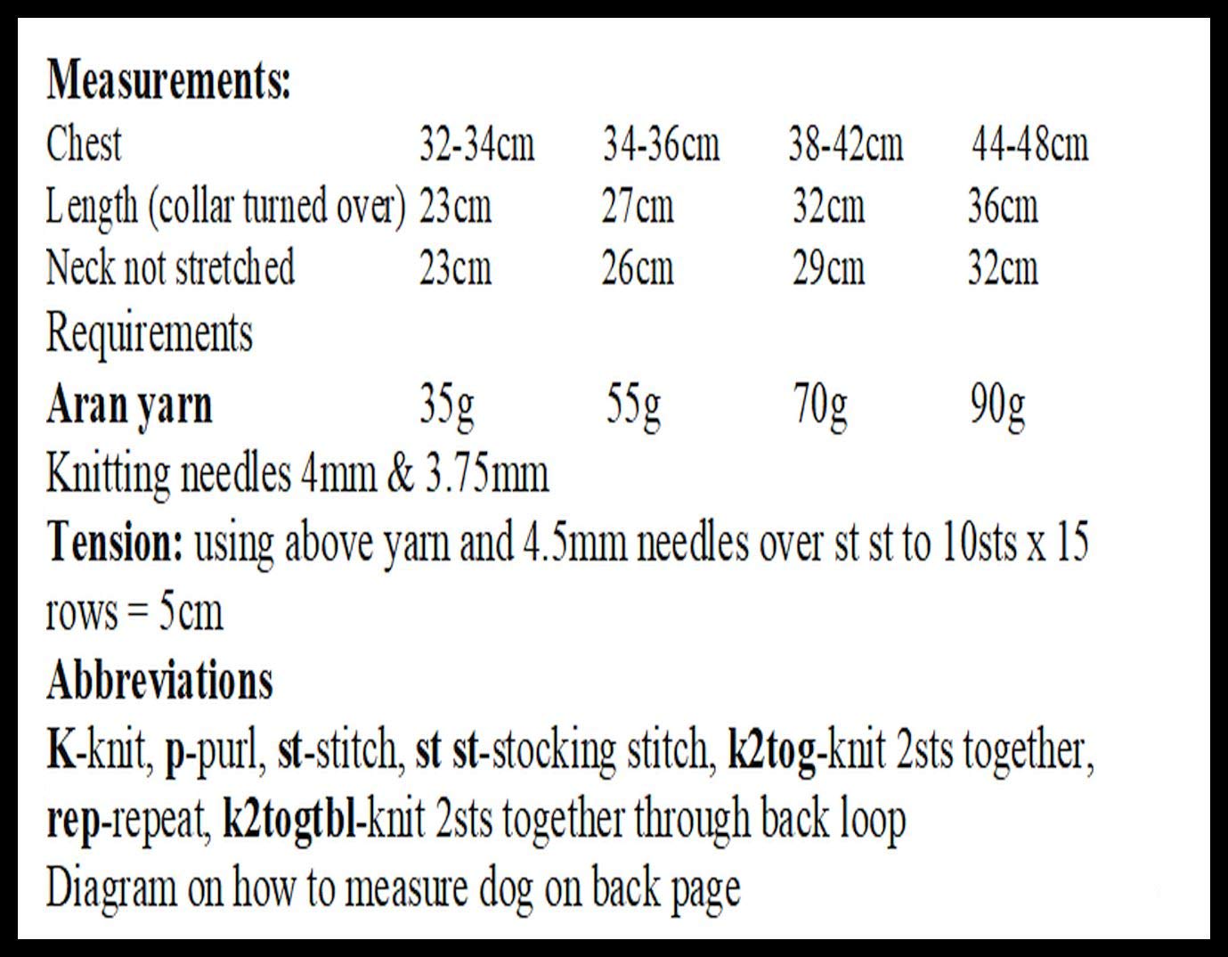 Knitting Pattern for Plain Dogs Coat 4 Sizes Included, Aran Yarn, Sizes are X Small, Small, Medium and Large - Image 3