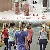 Vista 7 de 100 piezas de coletero elástico de 4 mm, sin daños, para mujeres, hombres y niñas (4 mm, color beige y rubio)