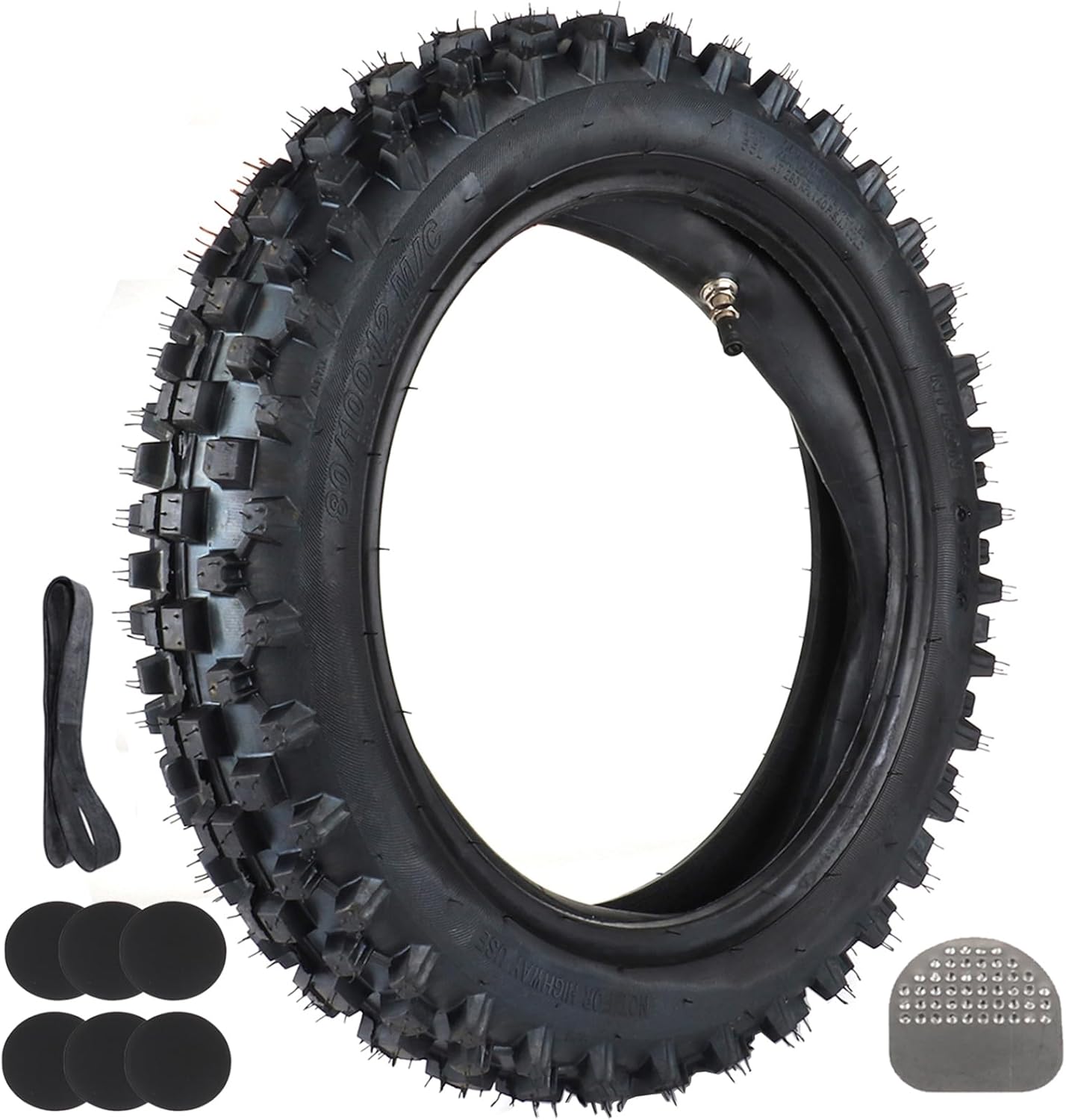 Motorcycle Rear Tire 3.00-12 80/100-12&Front Tire 2.50-14 60/100-14 for 90cc 110cc 125cc SSR CRF70 CRF110 XR70 KLX110 KX60 KX65 KX110 JR80 RM60 TTR90 TTR110 PW80 Dirt Pit Bike