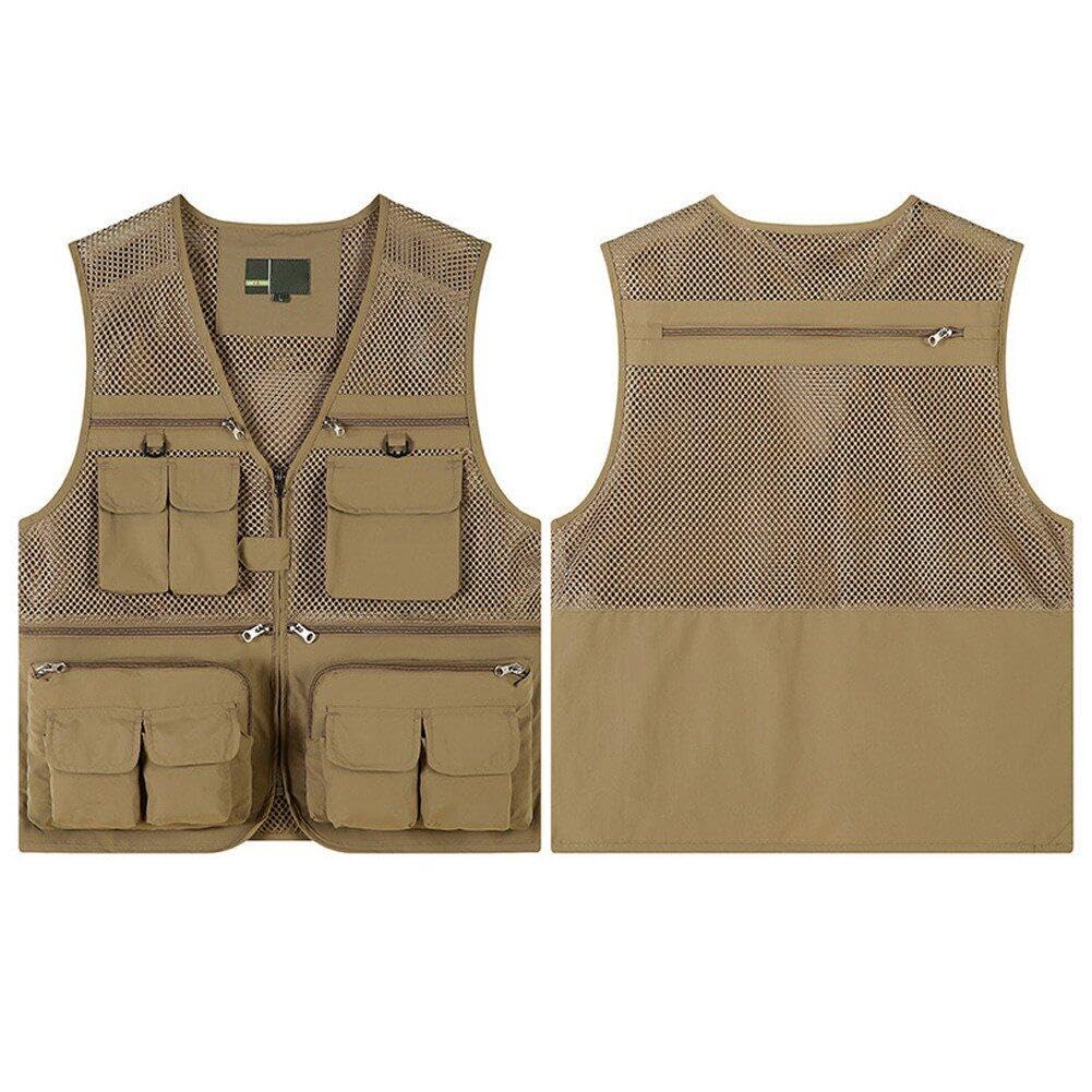 Gilet de randonnée vert armée idéal pour vos week-ends de pêche et de photographie