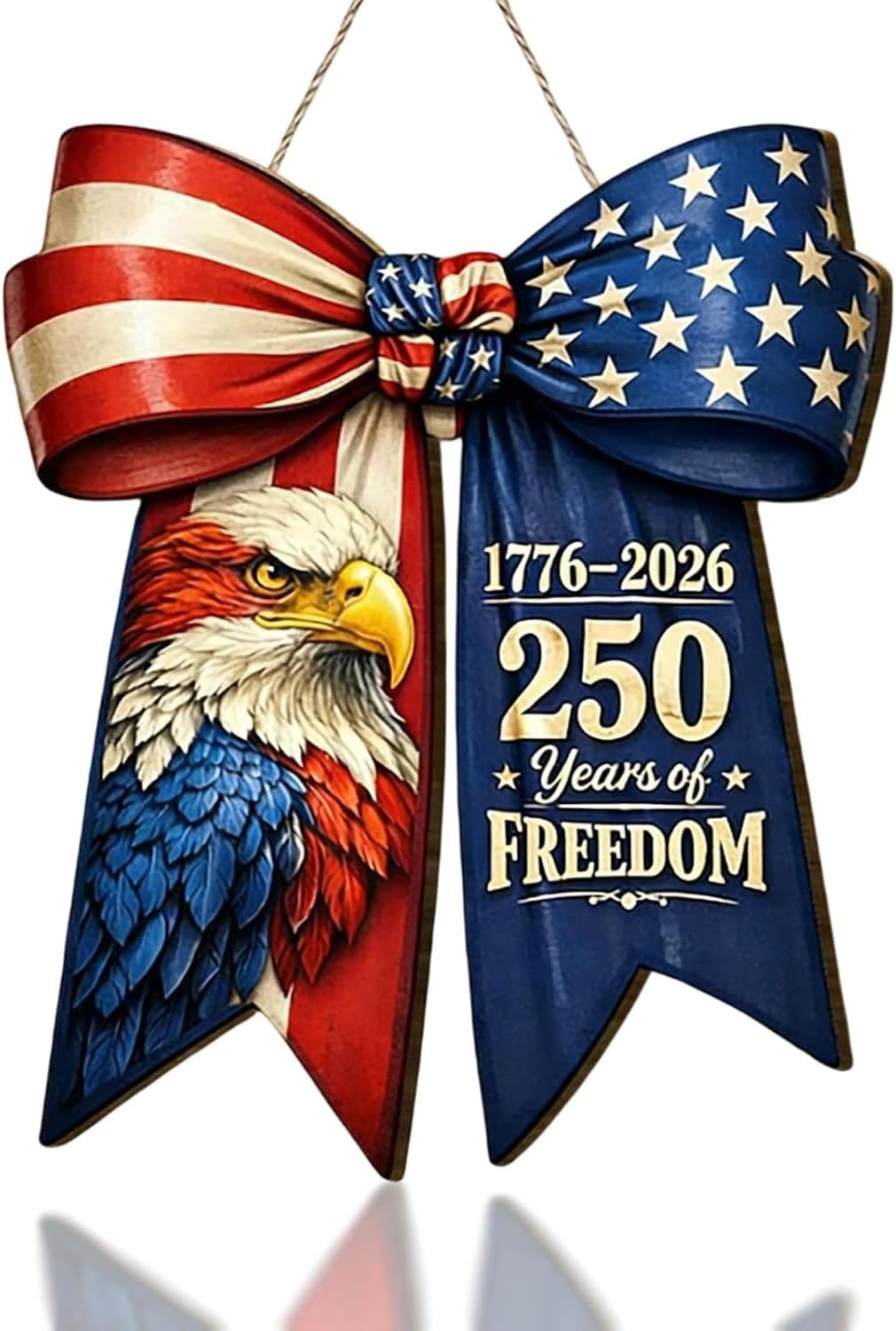 American Eagle Wreath 12Inch Door Sign 250 th Anniversary Hanging Wreath 250 Years Freedom Wooden Wreahs for 4th of July Holiday Home Door Wall Farmhouse Decor 1 Pcs