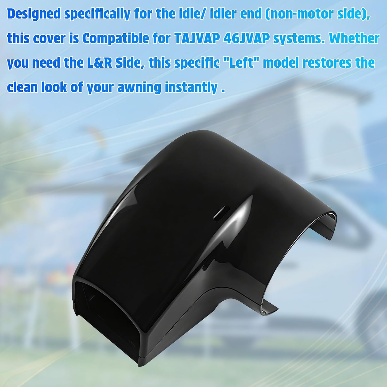 RV Awning End Cap Replacement, LH Non-Motor Idler End Cover Compatible with Carefree Colorado Compass/Altitude Series,R001932006 Compatible for TAJVAP 46JVAP L&R Side Black End Covers Left