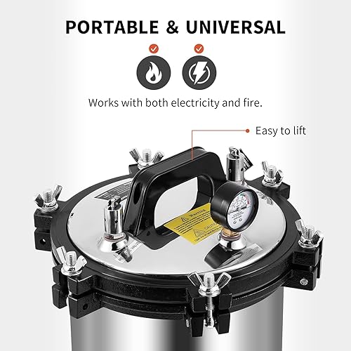 Miniatura 4 de BAOSHISHAN Autoclave portátil 1KW 110V de la presión del acero inoxidable de 12,7 QT de la autoclave del vapor 12,7 QT