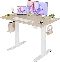 Vista 18 de YDN Escritorio eléctrico de pie, escritorio de pie de altura ajustable, 40 x 24 pulgadas, escritorios de oficina en casa, marco negro/parte superior