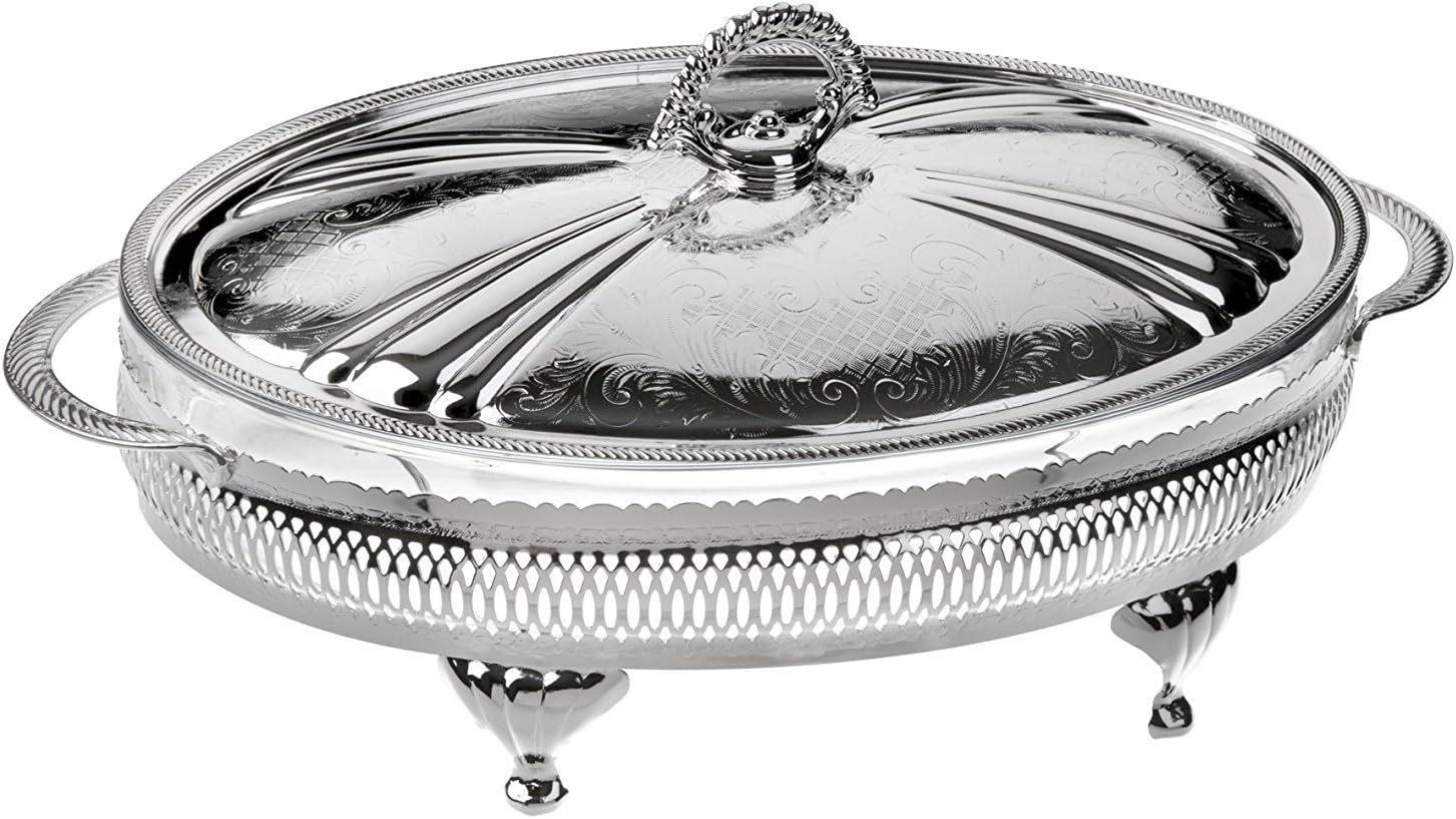 Casserole Dish in Silver Plated serving Frame British Made