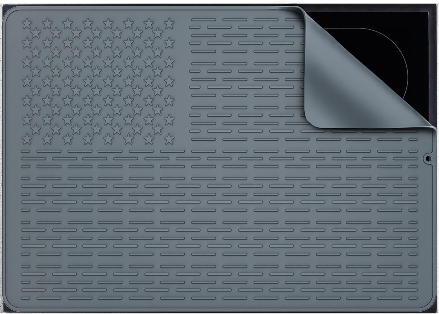 AWINNER Silicone Electric Stove Cover Mat,Ceramic Stove Heat Resistant Glass Cooktop Flat RV Range Stovetop top Protector,XL Dish Drying Mats for Kitchen Stars Stripes Design (Silicone Gray, 28"x20")