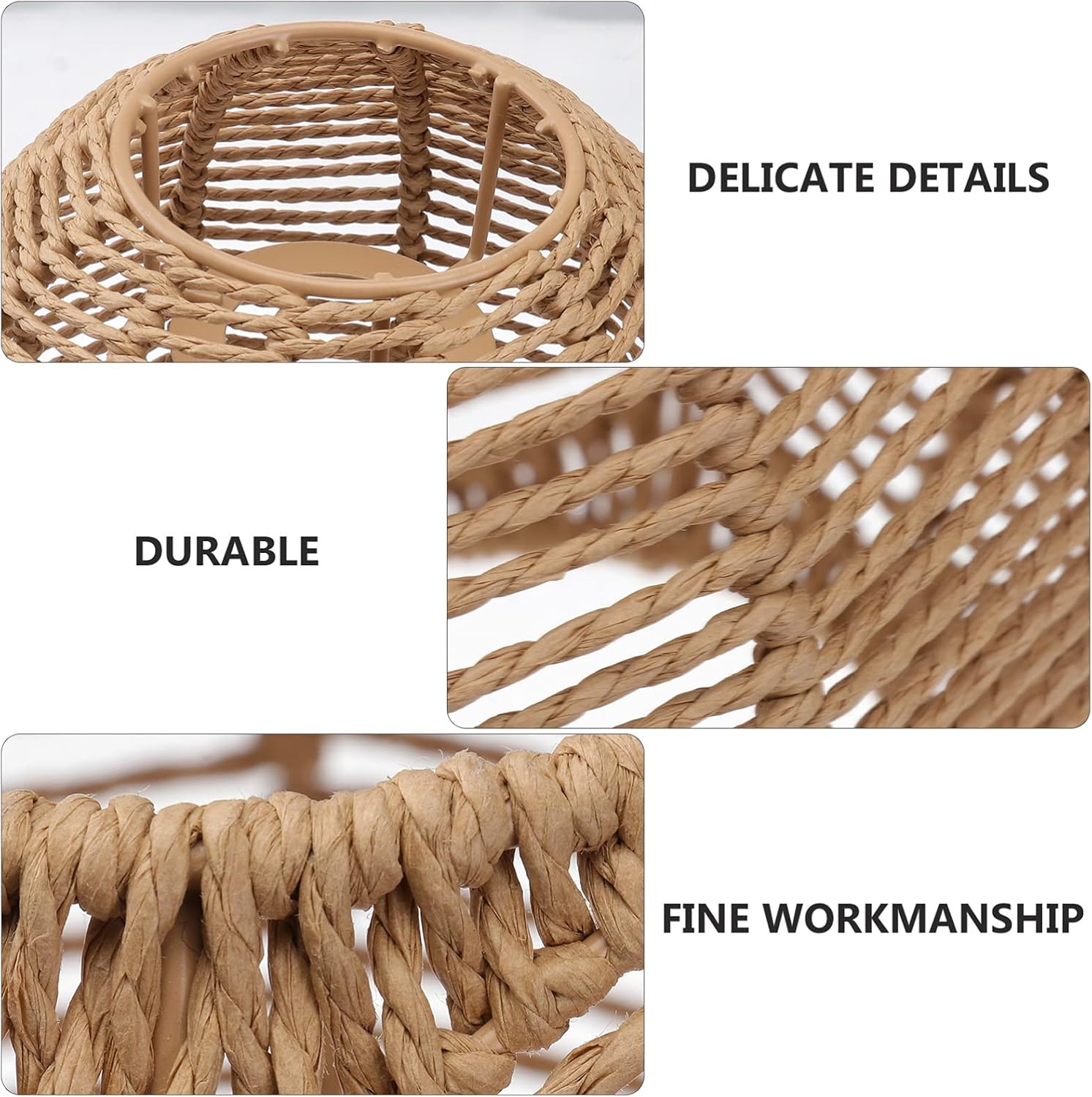 DOITOOL Handmade Woven Rattan Lamp Shade 6X6X5.5 Inch Imitation Rattan Chandelier Cover for Ceiling Pendant Lighting in Living Room Bedroom