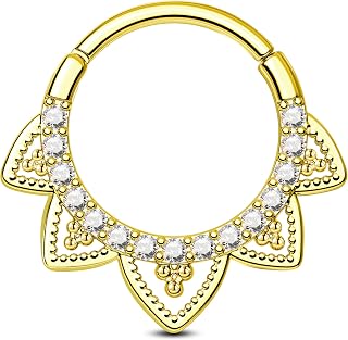 Jewseen Floral Design Septum Clicker 16g 8 10mm Hypoallergenic Surgical Steel Shiny Zircon 2026 Fashion Trendy Body Piercing Jewelry
