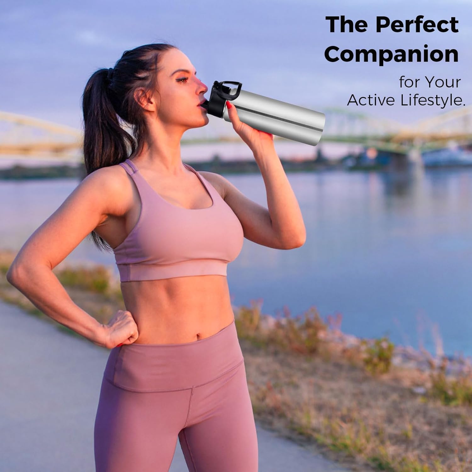 Neihepal 22 oz Insulated Water Bottle with Straw Lid, Double Walled Vacuum Stainless Steel Water Bottles Leak Proof, Wide Mouth (Silver,1 Pack) - Image 7