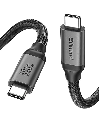 Silkland Cable de pantalla de monitor USB C de 3.3 pies 4K a 144 Hz/60 Hz, 8K USB C 3.2 Gen 2x2, transferencia de datos de 20 Gbps, carga PD de 240