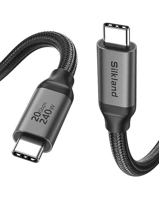 Silkland USB C Monitor Display Cable 3.3FT 4K@144Hz/60Hz, 8K USB C 3.2 Gen 2x2 Video Cable, 20Gbps Data Transfer, 240W PD Charging, Type C Compatible for iPhone 17, MacBook, CarPlay, Portable Monitor