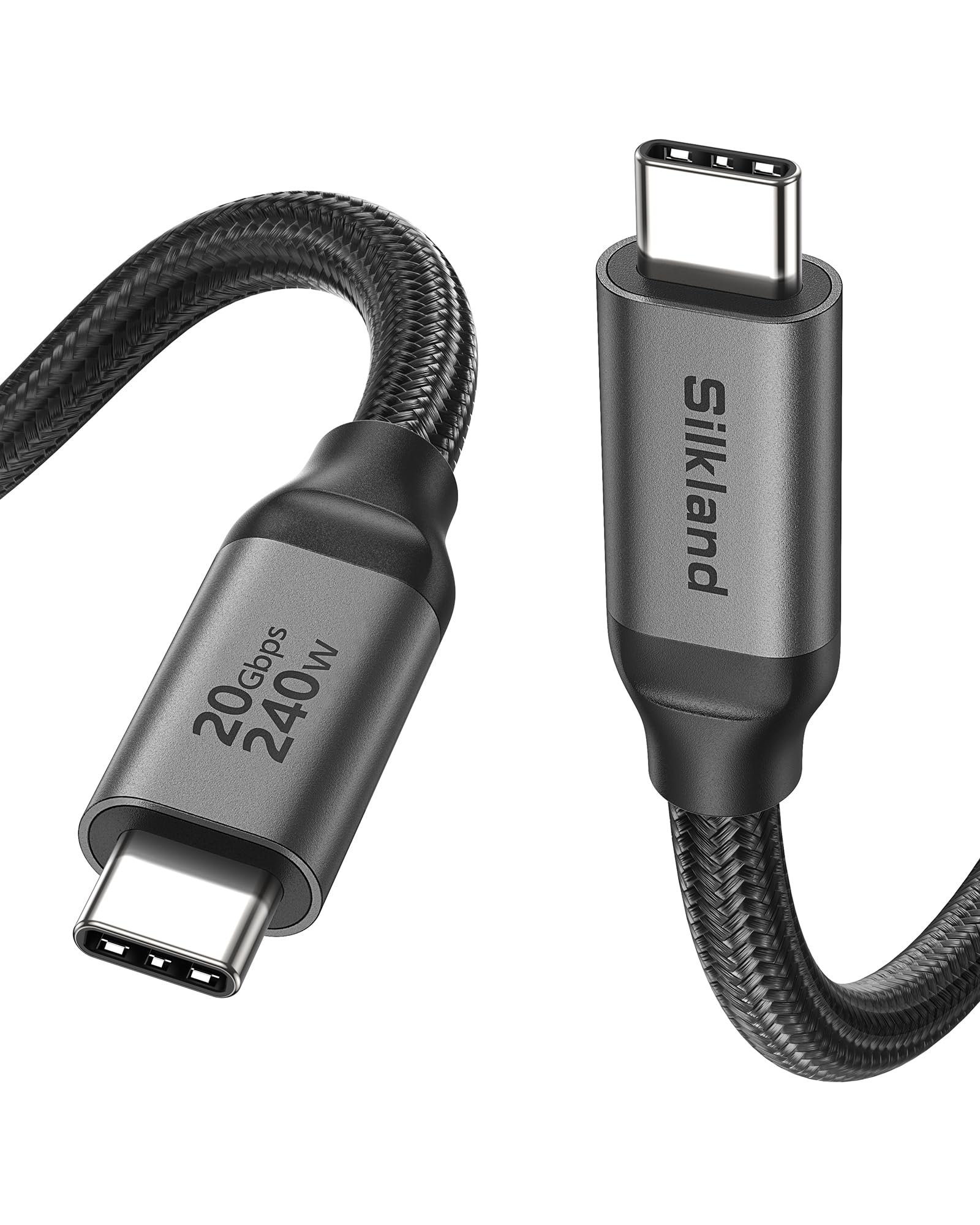 Silkland USB 3.2 Gen 2x2 Cable 20Gbps 5K@60Hz, USB C to USB C Cable 240W, USB C Video Cable Compatible with Galaxy S24 S23 Ultra, iPad Pro/Air, MacBook Pro M3, USB-C Monitor, 1M
