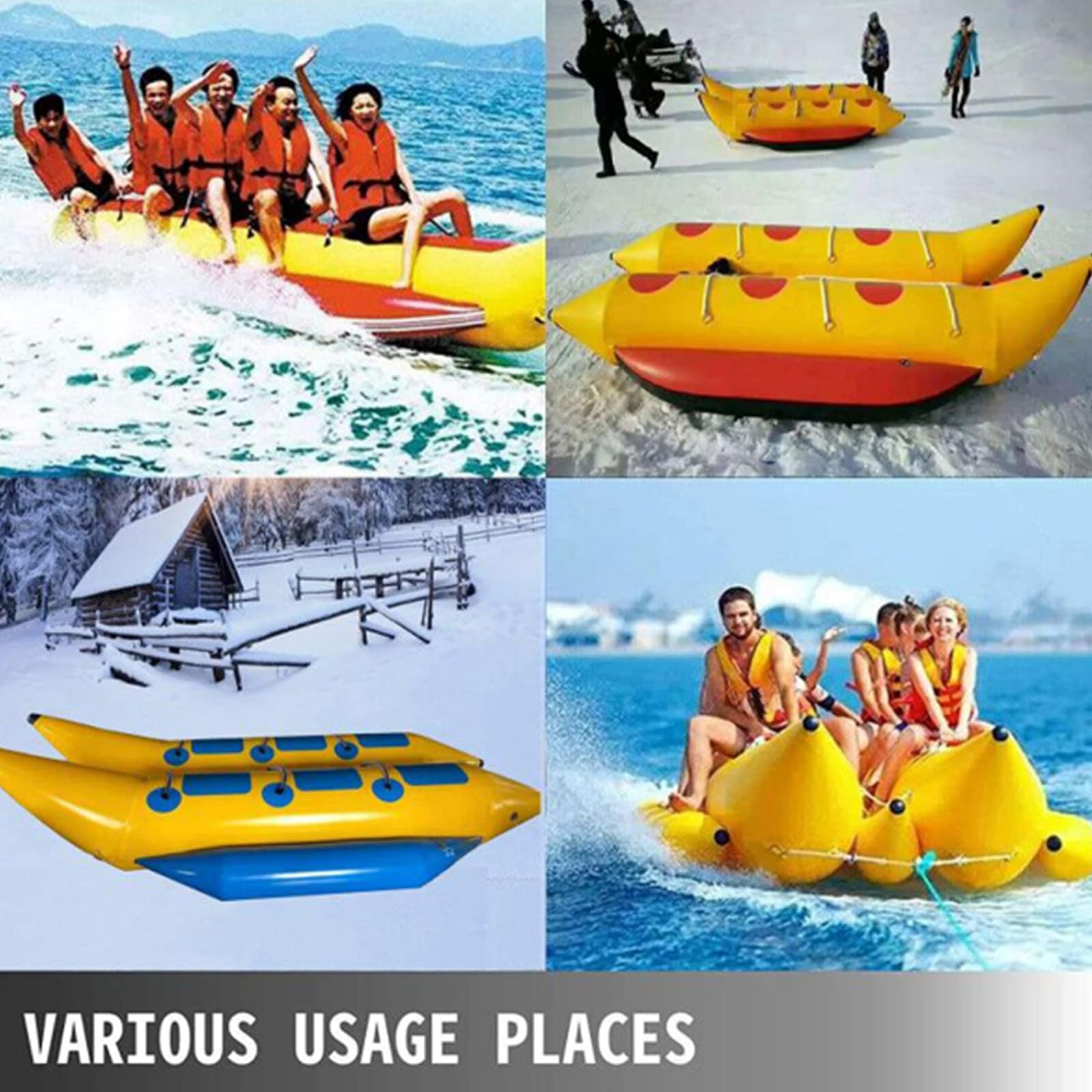 Bateau banane gonflable pour 6 personnes, tube remorquable pour lac océan, tube de remorquage de ski robuste avec corde de remorquage