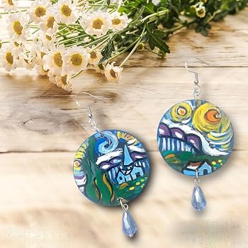 Orecchini Pendenti A Forma Di Pennello E Tavolozza Per Artiste In Argento 925 - 3