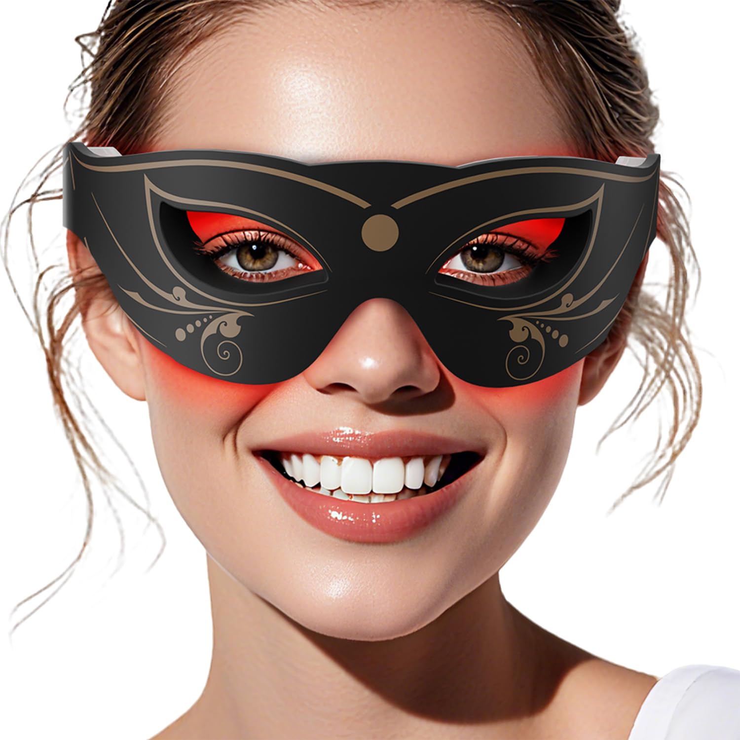 3 Modes Red Light Therapy Device Massager for Eyes Under-Eye Red Light Therapy Glasses Treatment of Periorbital Wrinkles