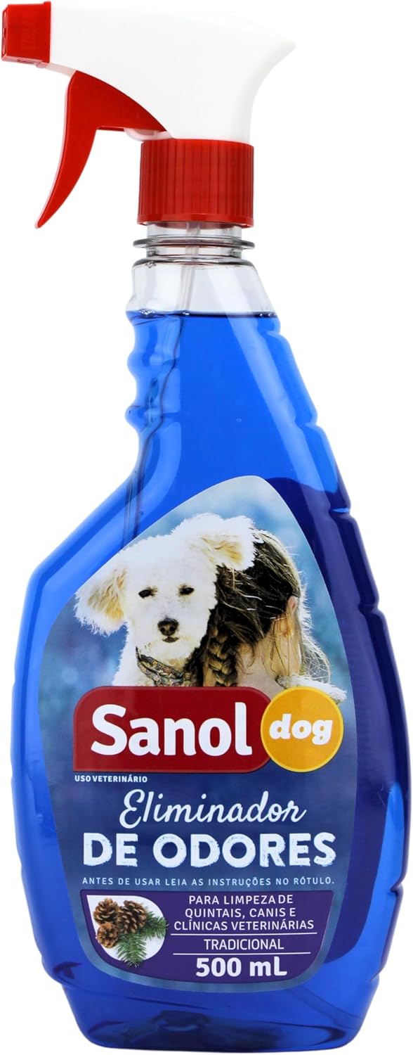 Eliminador de Odores Para Cães e Gatos, Tradicional – Gatilho, Sanol Dog, 500ml, Azul