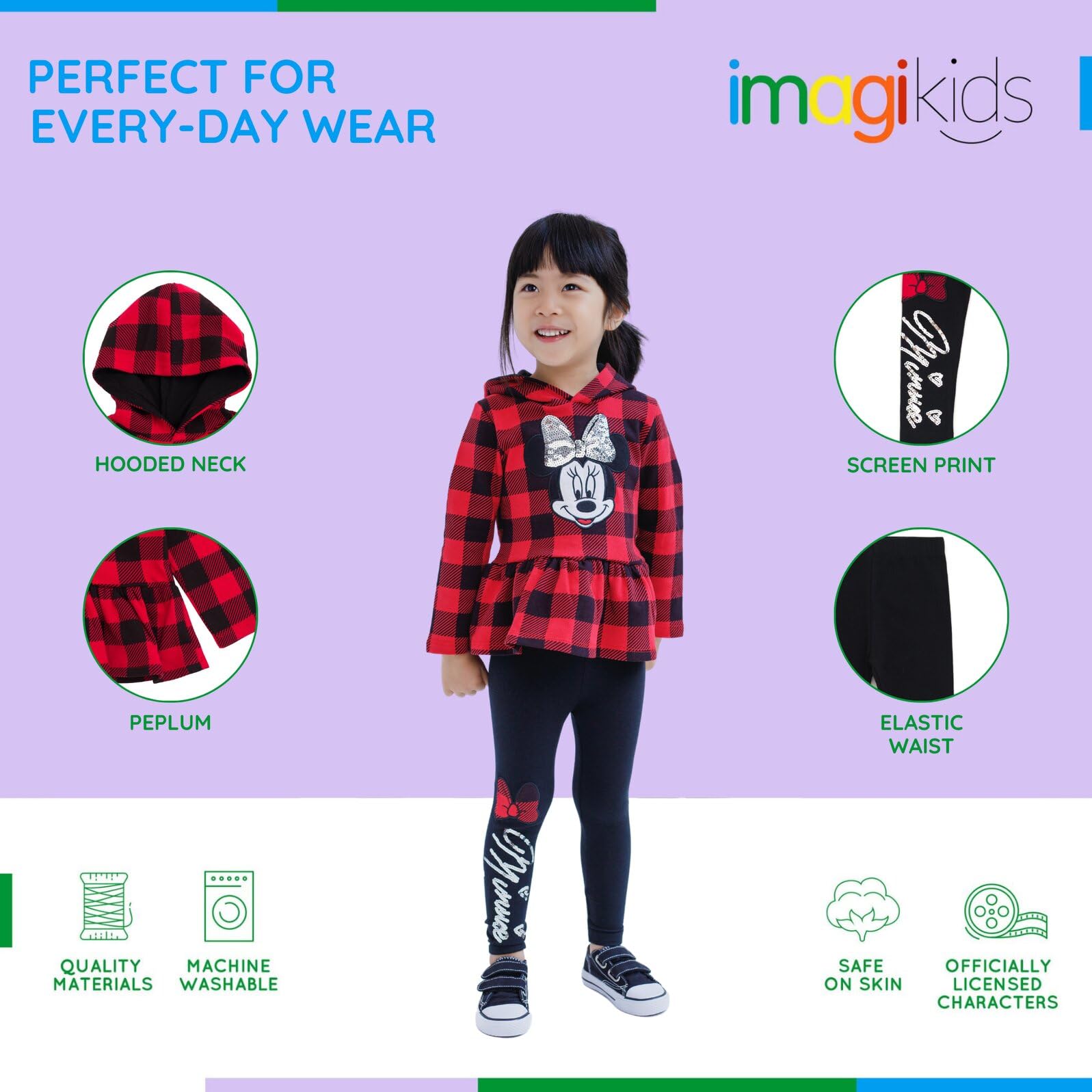 Disney Minnie Mouse - Felpa con cappuccio incrociato in pile e leggings per bambini grandi (12 mesi - 14-16)