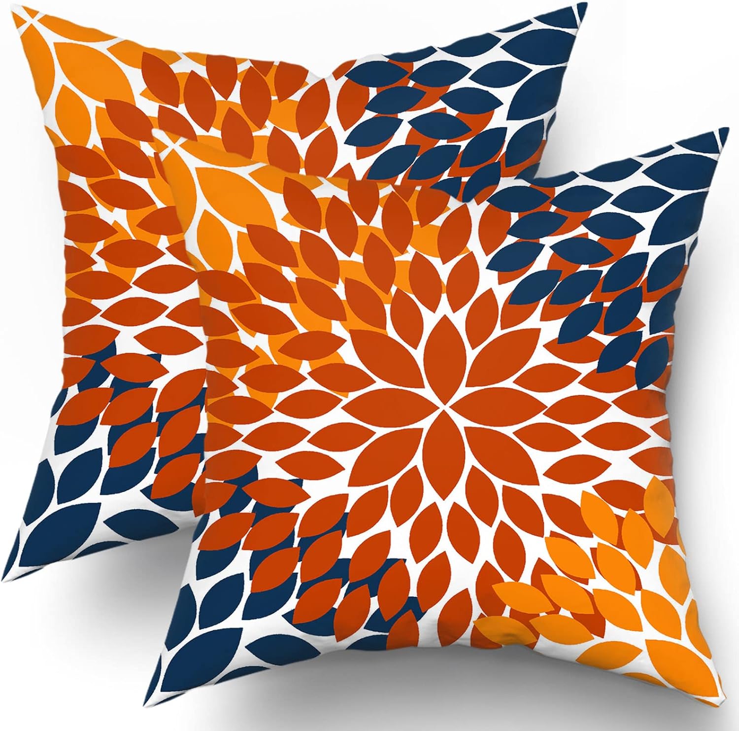 Burnt Orange Navy Blue Pillow Covers 18X18 In Fall Decor