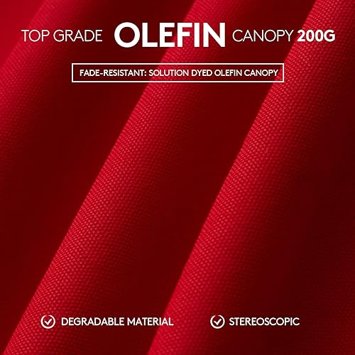 Miniatura 5 de JEAREY Sombrillas de olefina para patio de 10 pies, sombrilla para exteriores con sistema de manivela de inclinación automática, sombrilla de mesa