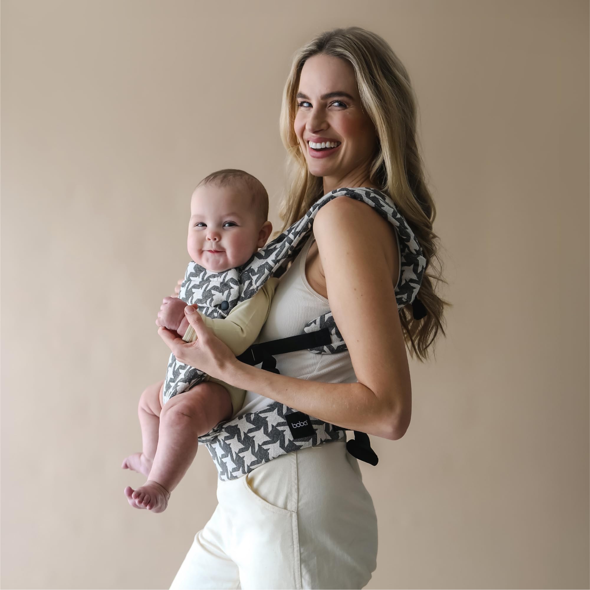 Boba Auri nosidełko dla niemowląt – żakard dla psa, 3 ergonomiczne pozycje do noszenia (przód/tył), pozycja "M" z regulowanym siedziskiem (3,2-20 kg)