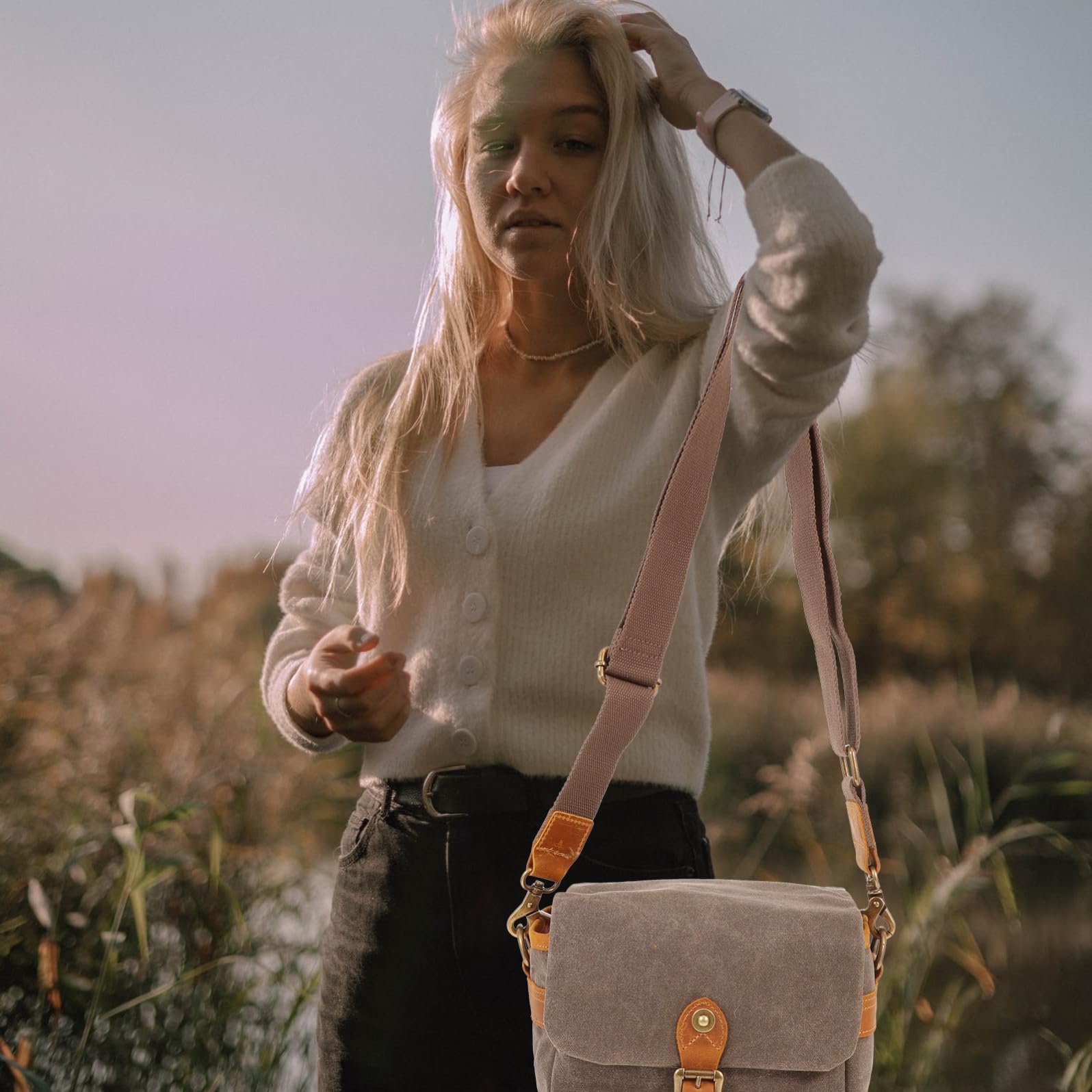 GALPADA Borsa Tracolla Regolabile Macchina Fotografica in Verde Funzione Antivibrazione per Fotocamera Compatta e Viaggi