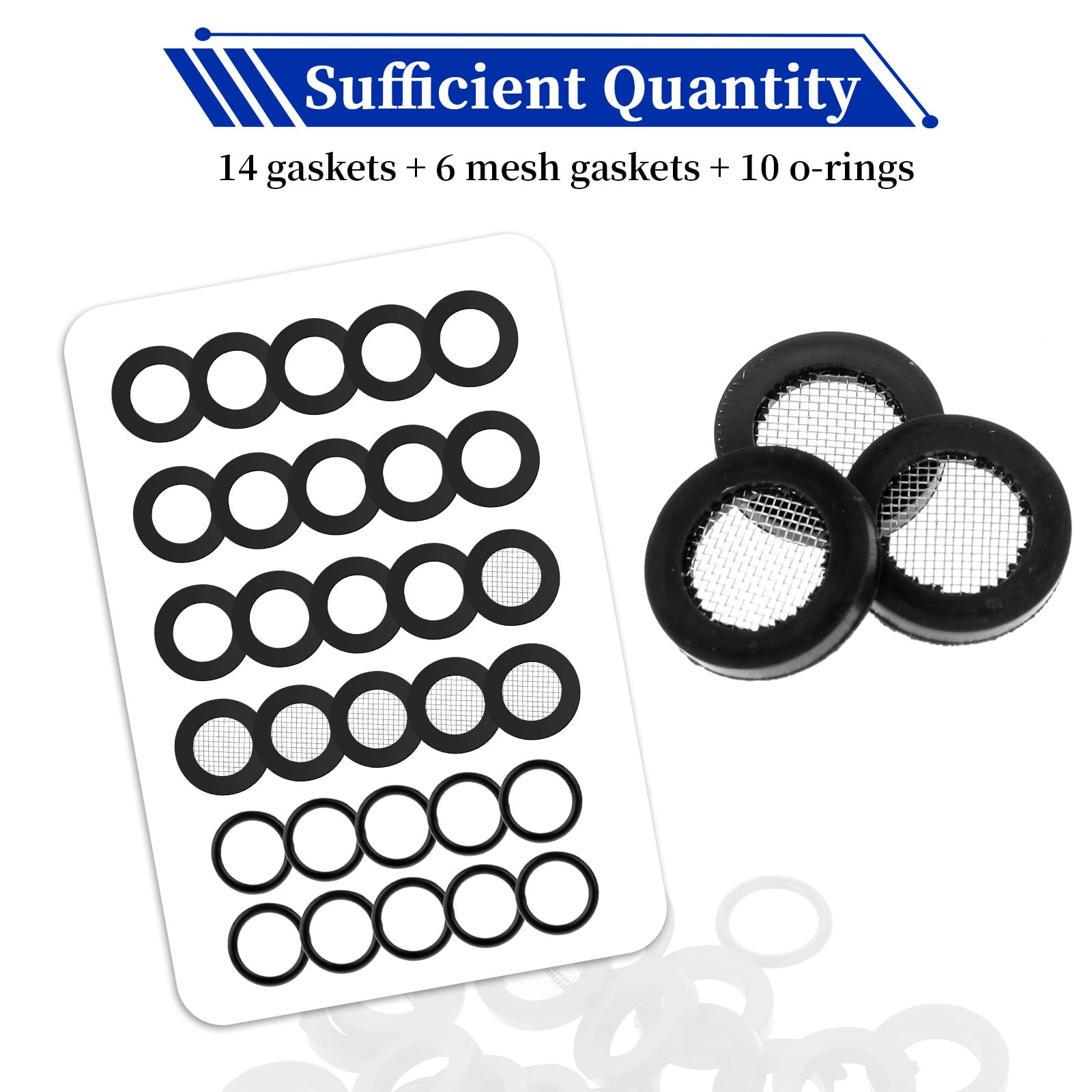cobee 30 Pcs Shower Head Gasket, Hose Rubber Washer with Wire Mesh, Shower Head Filter Gasket for 1/2