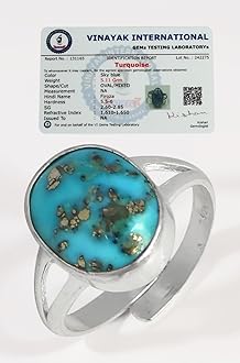 Reiki Crystal Products Natural Certified Silver Gemstone Adjustable Ring Yellow Sapphire Emerald Hessonite Turquoise firoza Ruby Manik Panna Pukhraj Neelam Stone Ring for Women Men