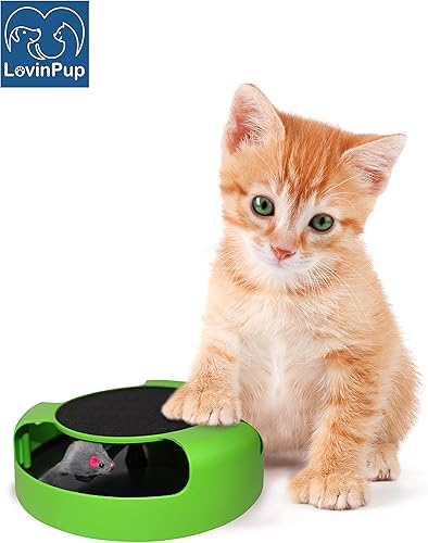 Miniatura 6 de Juguete rascador interactivo para gatos con juguete giratorio para gatos, juguete con tabla de rascar y ratón para correr, divertido juguete