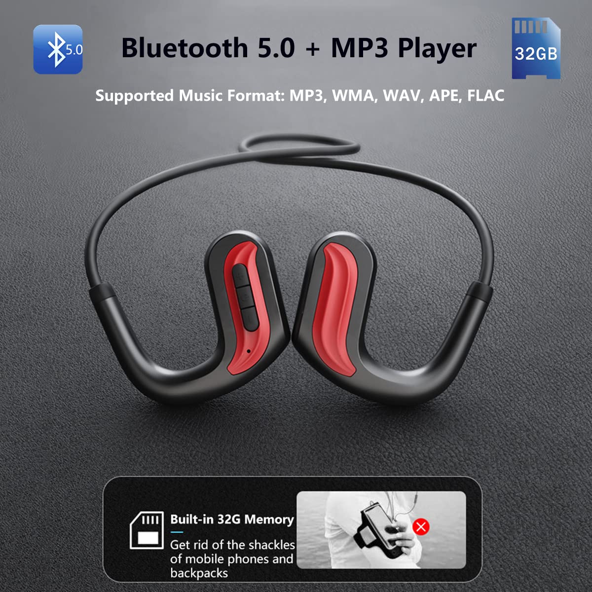 Słuchawki z przewodnictwem kostnym, wodoszczelne IPX8, bezprzewodowe słuchawki do pływania, Bluetooth 5.0, wbudowany odtwarzacz MP3 32 G, sportowe słuchawki douszne z otwartymi uszami, ultralekkie do