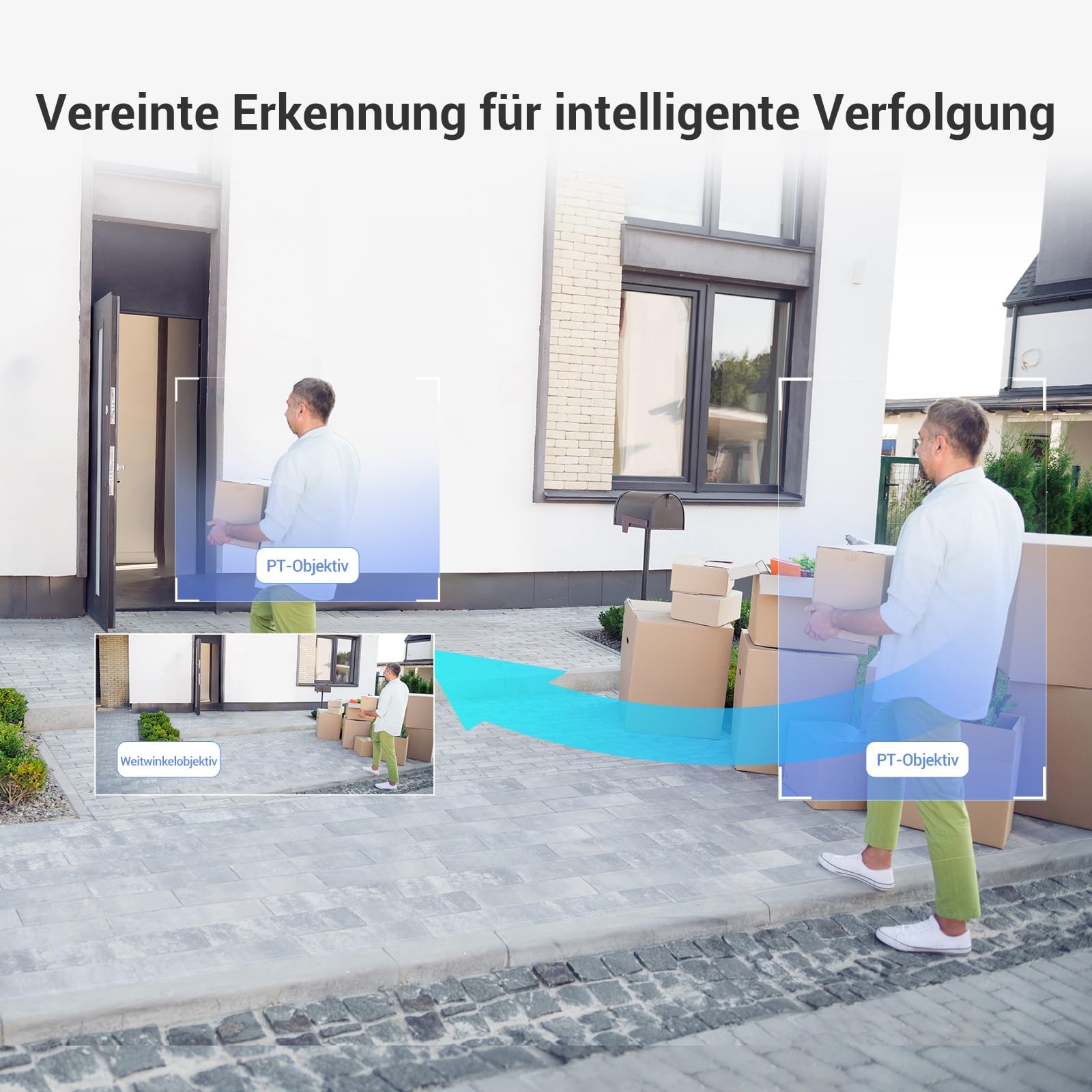 EZVIZ 5MP+5MP Überwachungskamera Aussen WLAN mit Dual-Lens, 2,4 & 5GHz WLAN, 360° Pan & Tilt Überwachung Outdoor, KI-Erkennung, Auto-Tracking, Farbnachtsicht, Wetterfest, 2-Wege-Audio, H9c Dual 3K