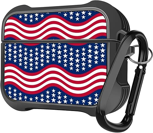 Funda de carga compatible con AirPods Pro 2nd  AirPods Pro, funda protectora de TPU suave a prueba de golpes (estrellas y rayas patrióticas en