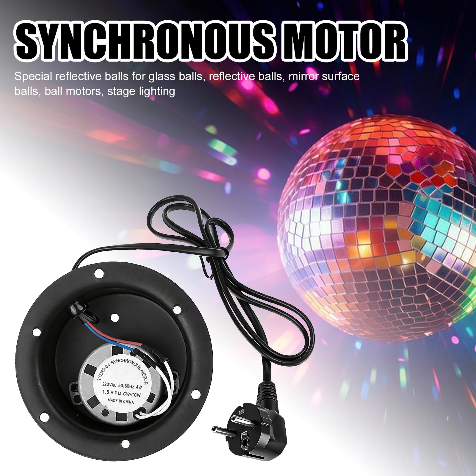 Motore a sfera a specchio: alloggiamento bianco professionale SKM30 motore per sfera a specchio, motore girevole fino a 30 cm con spina di alimentazione da 1,2 m, per illuminazione palchi e feste