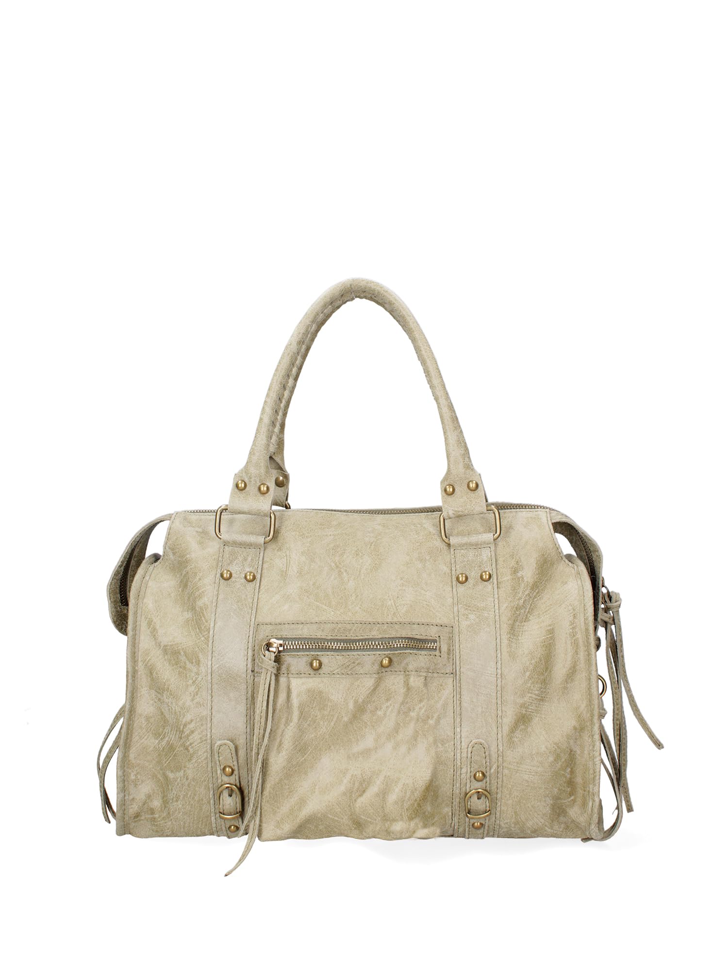 Women's shoulder bag genuine laminated leather. Handmade product. Made in Italy GLX2206090_LM23FBG Silver 41 x 28 x 13 cm