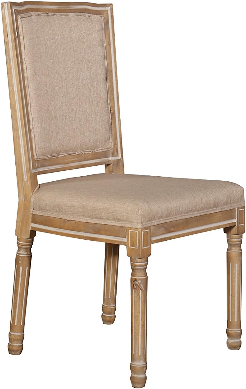 2 Piece Kitchen Rustic Distressed Dining Room Chairs (Beige) Chairs