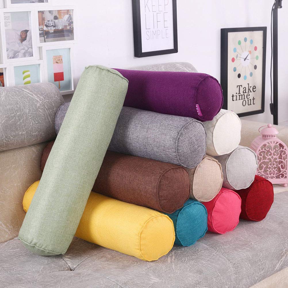 De Lino Color Sólido Caramelo Rollo Cojines Cilíndricos Embarazo Almohada Almohada para Cuello De Casa Rural El Amortiguador del Sofá del Salón De Belleza del Pie Almohadilla,Verde,20 * 100cm