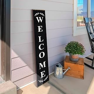 Suzile 47 x 8 Inches Welcome Sign for Front Door Porch Standing Rustic Farmhouse Porch Signs Vertical Hanging Decorations for Front Door Outside Home Yard Decor (Vivid)