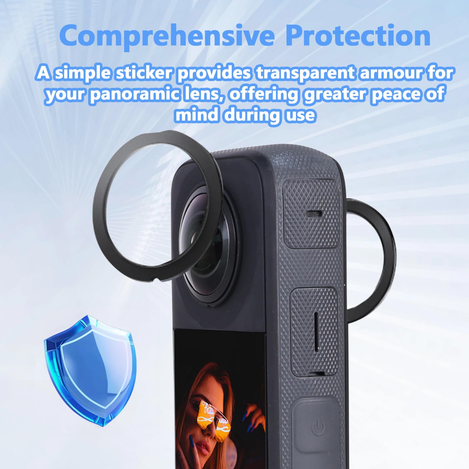 Protezione per Obiettivo per X3, Protezioni Lenti Premium, Dual Lens Guards Durevoli e Trasparenti, Anti-Graffio e Anti-Polvere, Accessori per Insta 360 X3 con Montaggio Facile
