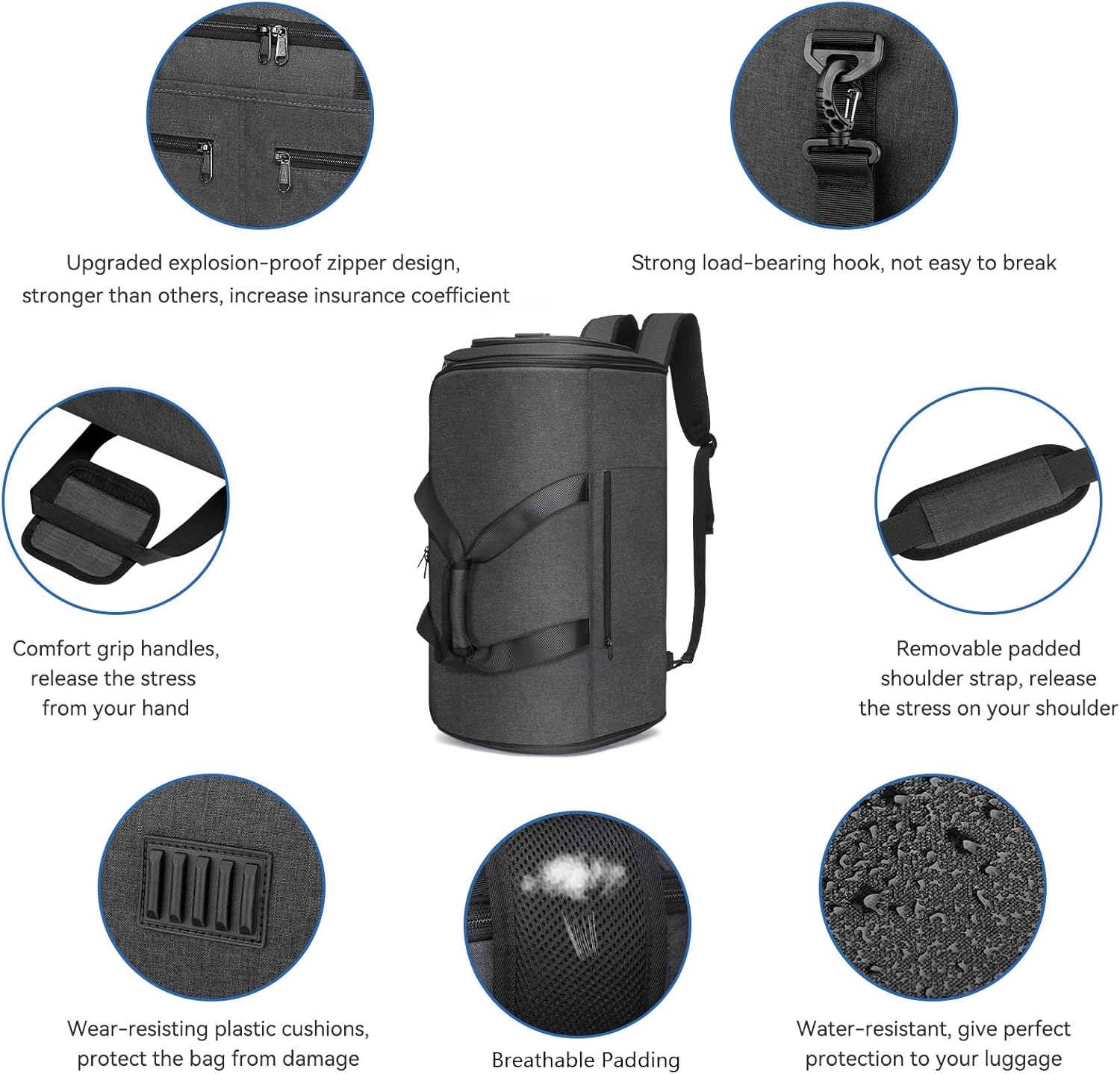 Bukere Garment Bags for Travel, Convertible Carry on Duffel Bag for Men Women, Backpack Straps, Shoe Compartment, 3 in 1 Hanging Dress Suit Bags for Men Women - Image 5