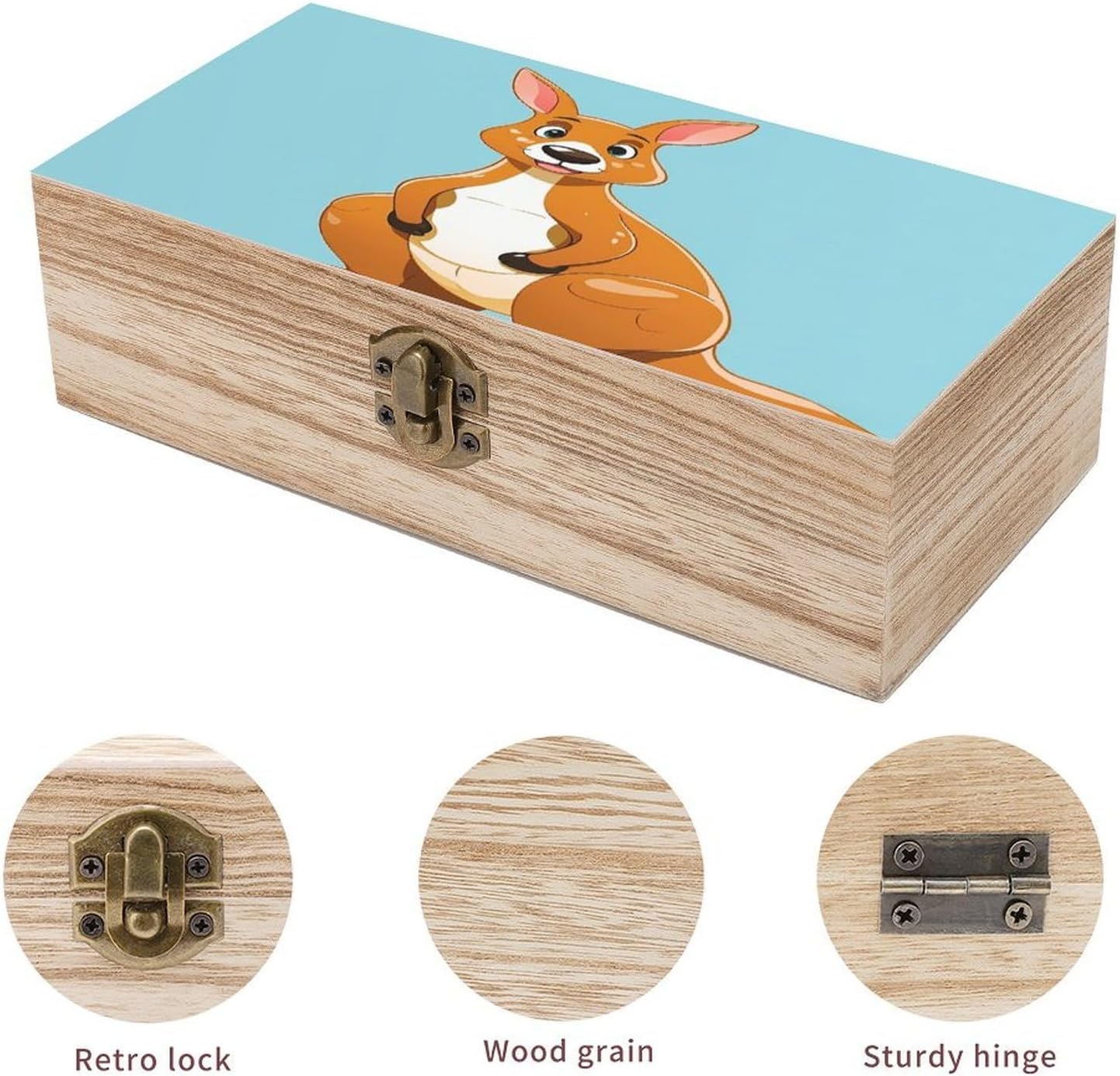 Funny Cartoon Kangaroo Zoo Decorative Storage Box Solid Wood Container Box image 4
